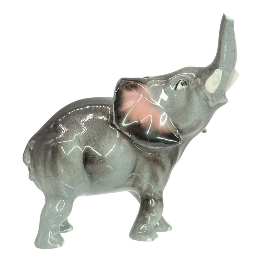 Unbranded Elephant Figurine Ceramic Animal Statue Trunk Up Good Luck Damaged